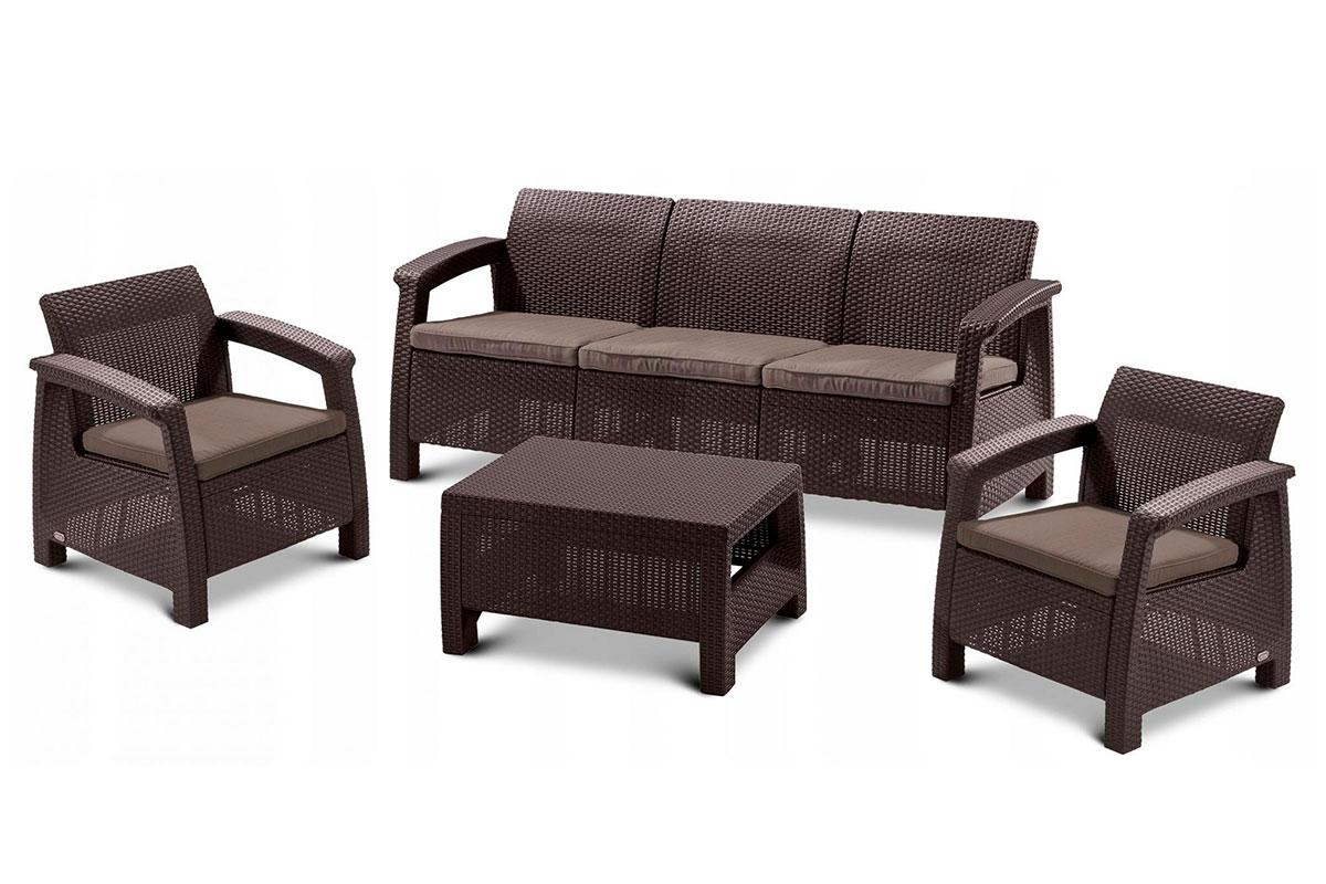 Keter, Россия Комплект мебели Corfu Triple Set, коричневый