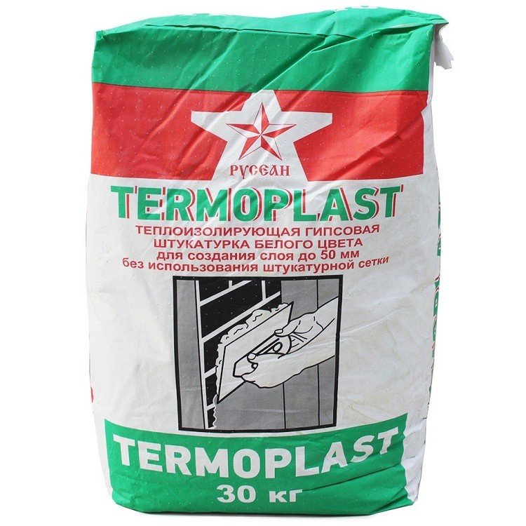 Штукатурка гипсовая РУСЕАН "TERMOPLAST"(БЕЛАЯ) 30кг